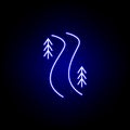 snowboard road line icon in neon style. Element of winter sport illustration. Signs and symbols icon can be used for web, logo, Royalty Free Stock Photo
