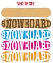 Snowboard sample flat symbols for design. Vector.
