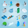 Snowboard set icons, isometric 3d style Royalty Free Stock Photo