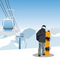 Snowboard and ski resort theme illustration.