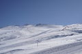 Snowboard Track in the Snowy Mountain Royalty Free Stock Photo