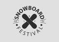 Snowboard vintage round logo, flat design