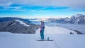Dreilaendereck - Snowboard woman on powder snow in ski resort Dreilaendereck in Karawanks, Carinthia Royalty Free Stock Photo