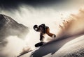 Snowboarder in action. Extreme winter sports. AI Generated