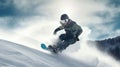 Snowboarder in action. Extreme winter sports. Generative AI Royalty Free Stock Photo