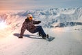 Snowboarder in action. Extreme winter sports. Royalty Free Stock Photo