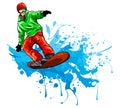 Snowboarder in action, vector illustration design art