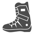 Snowboarder Boot solid icon, World snowboard day concept, Sport Shoes sign on white background, Boot for snowboarding