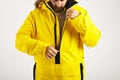 Snowboarder in bright anorak