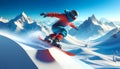 Snowboarder Carving on Mountain Slope. Created with generative AI