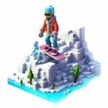 Voxel Art Snowboarding Game With Isometric View And High Detail