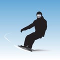 The snowboarder on descent