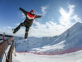Snowboarder in the free jumping Royalty Free Stock Photo
