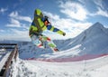 Snowboarder in the free jumping Royalty Free Stock Photo