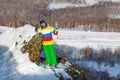 Snowboarder girl in ski center Metallurg-Magnitogorsk