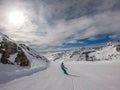 MÃ¶lltaler Gletscher - A snowboarder going down the slope Royalty Free Stock Photo