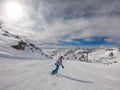 MÃ¶lltaler Gletscher - A snowboarder going down the slope Royalty Free Stock Photo