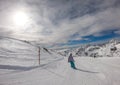 MÃ¶lltaler Gletscher - A snowboarder going down the slope Royalty Free Stock Photo