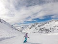 MÃ¶lltaler Gletscher - A snowboarder going down the slope