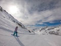 MÃ¶lltaler Gletscher - A snowboarder going down the slope Royalty Free Stock Photo