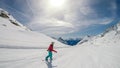 MÃ¶lltaler Gletscher - A snowboarder going down the slope