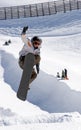 Snowboarder on half pipe of Pradollano ski resort in Spain