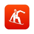 Snowboarder icon digital red