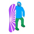 Snowboarder icon, isometric style