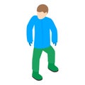 Snowboarder icon isometric vector. Faceless standing athlete man in winter gear
