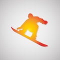 Snowboarder icon with shadow in orange. Vector illustration