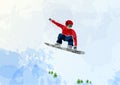 Snowboarder at jump inhigh mountains Royalty Free Stock Photo