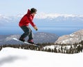 Snowboarder jumping