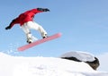 Snowboarder jumping Royalty Free Stock Photo