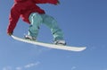 Snowboarder Jumping Against Blue Sky Royalty Free Stock Photo