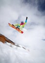 Snowboarder jumping high