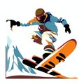 Snowboarder jumping on snowboard. Extreme sport. Vector . Generative AI