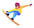 Snowboarder jumping vector illustration.