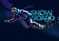 Snowboarder man riding on slope