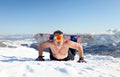 Snowboarder on the mountain slope