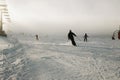 Snowboarder in overalls on a hillside, mountains and winter sports. Suitable for promotional use, instead of the headline