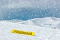 Snowboarder portrait with snowboard on mountain top. Snowboarding on ski resort Royalty Free Stock Photo
