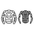 Snowboarder protective suit line and solid icon, World snowboard day concept, Snowboard jacket sign on white background