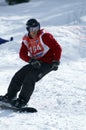 Snowboarder on race