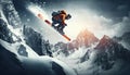 snowboarder rides in the mountains. Royalty Free Stock Photo