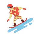 Snowboarder rides