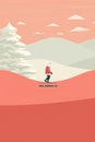 A snowboarder is riding down a hill in the mountains, AI