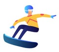 Snowboarder riding vector illustration.