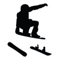 Snowboarder silhouette with snowboard vector