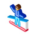 Snowboarder slalom isometric icon vector illustration