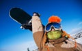 Snowboarder with snowboard